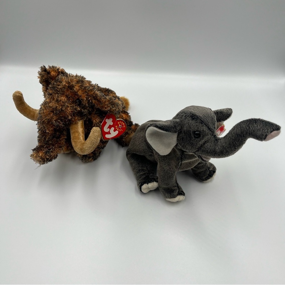 Ty Beanie Babies Bundle Woolly Mammoth & Elephant